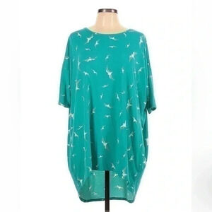 LuLaRoe Irma Oversized High Low Tunic Teal Dark Mint Seagulls Size Large L Top